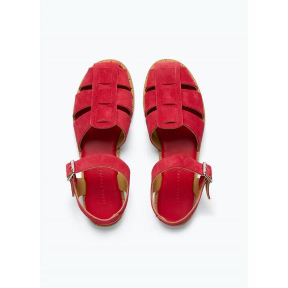 NEW FREDA SALVADOR women's sera fisherman sandal in crimson suede - Picture 2 of 2